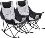 SUNNYFEEL Oversized Rocking Camping Chair 2 Pack, Fully Padded Patio Chair with Side Pocket, High Back Portable Lawn Recliner with Carry Bag, Outdoor Rocker Camp Chairs for Adults Heavy Duty 500 LBS