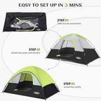 Camping Tent 2-4 Person, Waterproof Windproof Tent with Rainfly Easy Set up-Portable Dome Tents for Camping…