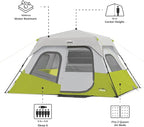 CORE Instant Cabin Tents | 6 Person / 9 Person / 10 Person / 12 Person Family Cabin Multi Room Pop Up Tents Car Camping | Included Storage Pockets for Camping Accessories