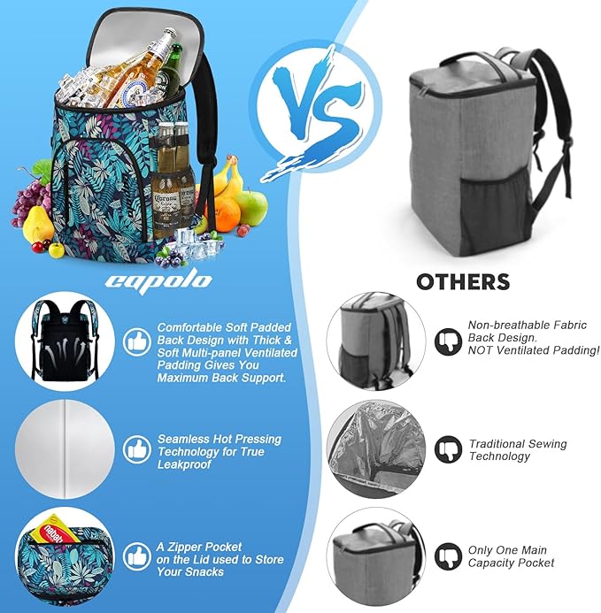 Capolo Cooler Backpack for Men Women Insulated Backpack Cooler Leak Proof Thermal Bag Beverage Soft Cooler Bag Lunch Backpack for Camping 30/45 Cans