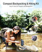 Portable Camping Water Purifier Dual 0.01 Micron Water Filtration System for Outdoor Backpacking, Hiking, Emergency - Dual Filters Version