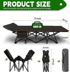 NAIZEA Folding Camping Cots for Adults, Folding Cot with Mattress Camping Bed Camp Cot Portable Military Cot, Double Layer Oxford Strong Heavy Duty Sleeping Cots with Carry Bag for Camp Office Use