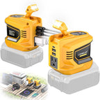 LIVOWALNY 200W Power Inverter Compatible with DeWALT 20V Battery, DC 20V to AC 110-120V Power Station with 1 AC Outlet, 2 USB, 1 Type-C & LED Light, for Camping Power Outage (No Battery) (2-Pack)