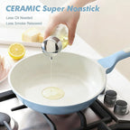 SENSARTE Nonstick Ceramic Frying Pan 9.5-Inch, Healthy Non Toxic Skillet, Induction Compatible Omelet Pan with Heat Resistant Handle, PFAS-Free, Blue