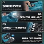 LIVOWALNY 200W Power Inverter Compatible with Makita 18V Battery, DC 18V to AC 110-120V Power Station with 1 AC Outlet, 2 USB, 1 Type-C & LED Light, for Camping Power Outage (No Battery)