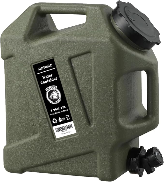 3.2 Gallon Water Jug with Spigot, BPA Free Leak-Proof Camping Water Container, Portable Emergency Water Storage for Outdoor Hiking, Camping, Home Use, Camping Essentials