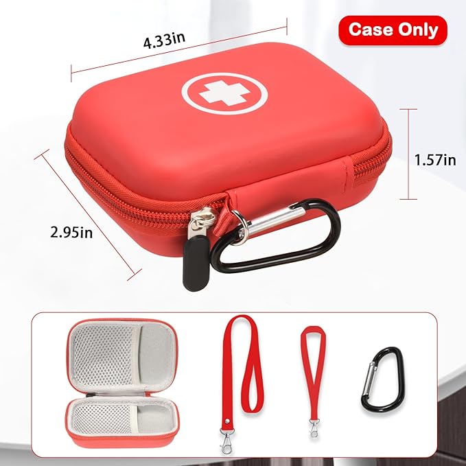 Fukumi Auvi Q Carrying Case,Portable Medicine Emergency Bag for 2 Auvi-Q Auto Injectors,Asthma Inhaler,Nasal Spray,Allergy Medicine,First Aid,Hard Travel Case with Carabiner and Lanyard,Bag Only