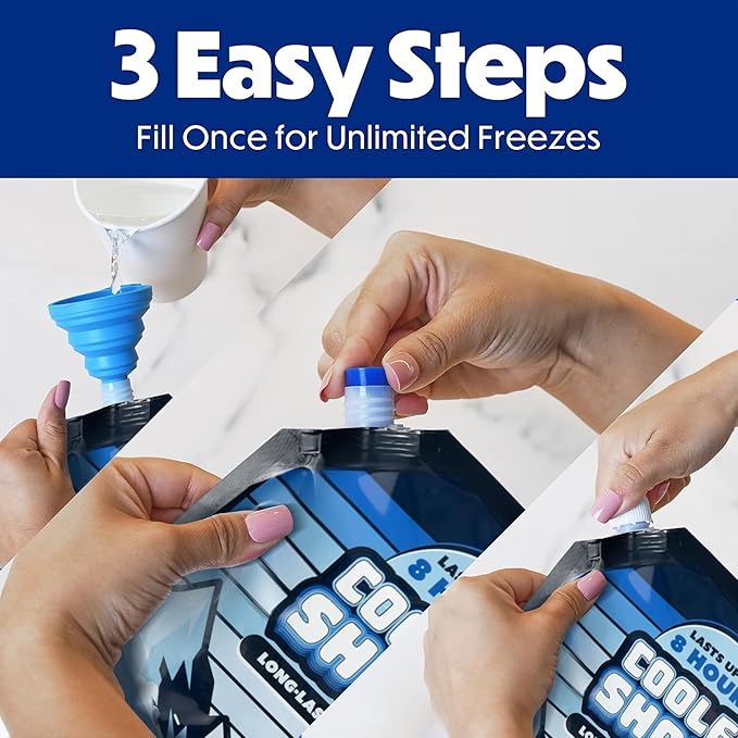 Cooler Shock Reusable Ice Packs for Cooler - Long Lasting Cold Freezer Packs for Coolers and Lunch Boxes - Cooler Ice Packs for Camping Gear, Fishing, Road Trips, Beach Must Haves