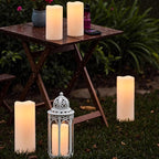 Wondise Waterproof Flameless Flickering Candles with Remote and Timer, Outdoor Waterproof Plastic LED Candels Battery Operated Pillar Candles for Ourdoor Garden Yard Decor (D4 x H 8" 10")