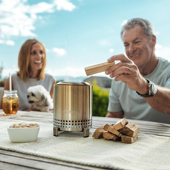 Solo Stove Mesa, 5.1 Inch Tabletop Fire Pit with Stand - Smokeless, Stainless Steel Fire Pit for Camping, Outdoor & Patio- Wood Burning or Pellet Fueled Portable Bonfire, 1.4lbs, Stainless Steel
