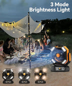 40000mAh Battery Operated Fan, Portable Camping Fan with 4 LED Lantern, 8 Speeds DeskFan with Remote, Portable Rechargeable Fans with Hook for Camping Tent, Power Outages