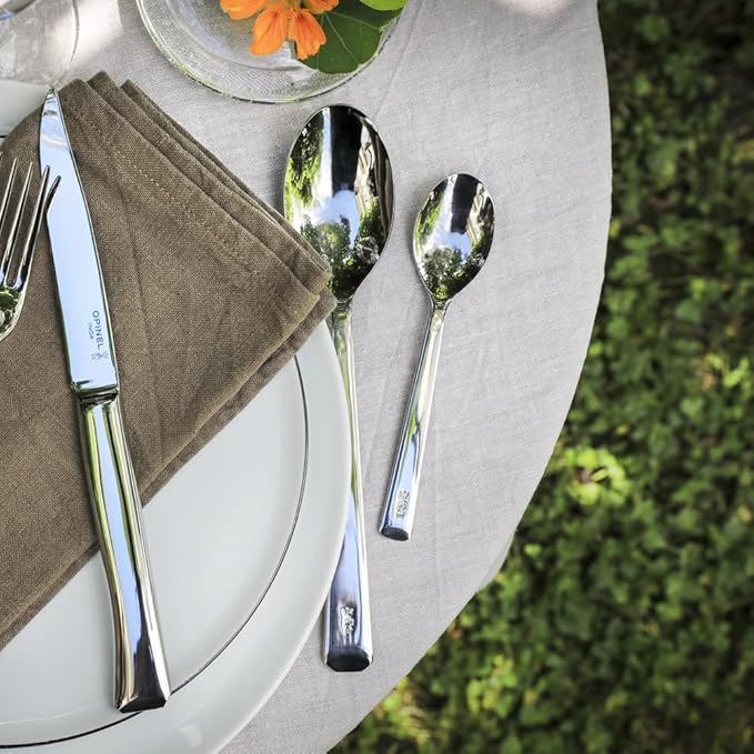 Opinel Perpétue Flatware Collection, Timeless and Elegant Stainless Steel Construction, Dishwasher Safe, Designed in France, Made in Portugal (4 Piece Table Spoon Set)