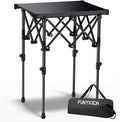 FUNYKICH Folding Camping Table(L19.9''xW16.1''), Aluminum Roll-up Portable Picnic Table with 2 Adjustable Height(17.3'' & 27.6'') for Picnic, Camping, BBQ, Party, Backyard, Beach