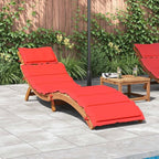 Sun Lounger with Cushion Red Solid Wood Acaciaoutdoor Lounge Chairs Camping Chairs Tanning Chair Patio chairsSuitable for Gardens, courtyards