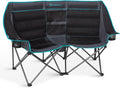FUNDANGO Extra Wide Double Camping Chair for Adults with Cooler, Oversized 2 Person Loveseat, Padded Heavy Duty Two Person Folding Lawn Couch seat with Cup Holders for Outdoor, Camp, Sports & Lawn