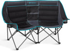 FUNDANGO Extra Wide Double Camping Chair for Adults with Cooler, Oversized 2 Person Loveseat, Padded Heavy Duty Two Person Folding Lawn Couch seat with Cup Holders for Outdoor, Camp, Sports & Lawn