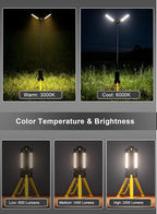 Rechargeable Telescopic Camping Light, 15000mAh Collapsible Lantern with 270° Rotation & Dimming, Portable Flashlight, Waterproof Tent Light for Outdoor Camping, Hiking, Barbecue, Fishing & Emergency