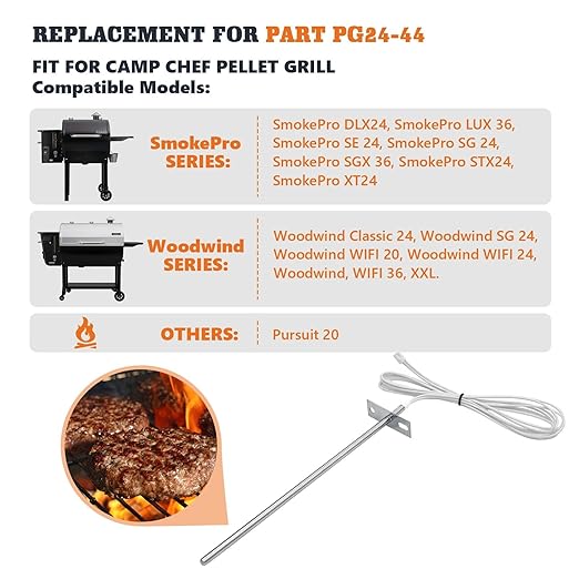 Temperature Probe Sensor Replacement for Camp Chef Wood Pellet Smoker Grill Accessorie, Replace Parts PG24-44