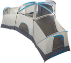 Spacious Family Sized 16-Person Weather Resistant Ozark Trail 23.5' x 18.5' Cabin Camping Tent, Gray and Blue