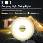 Camping String Lights, Rechargeable Waterproof Hanging Lamp Portable LED Light for Outdoor Camping Awning Tent Garden Party Yard Festival Decor (16.4FT 5 Lighting Modes)