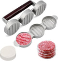 Mini Burger Press with 100 Patty Papers,Meat Patty Maker Round Shape Hamburger Meat Beef Grill Burger Press for Hamburger,Barbecue,Picnic,Camping,Three 2.56-inch molds
