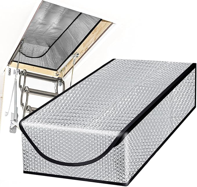 Attic Stairway Insulation Cover - Premium Energy Saving Attic Stairs Door Ladder Insulator Pull Down Tent with Zipper 25 in x 54 in x 11In (Attic Cover)