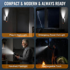 4 in 1 Plug in Emergency Flashlight Rechargeable LED Night Light with Motion Sensor for Power Outage Home Safety Portable Work Light Removable Torch for Camping and Indoor Use (4 Pack)