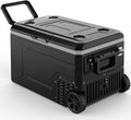 Kndko 12 Volt Car Refrigerator, 68 Quart (64L) Dual Zone Electric Cooler, Fast Cooling Portable Fridge 12V/24V DC 100-240V AC, -4℉~68℉, 12v cooler with Wheels & 2 Baskets for Camping, Road Trip, Truck