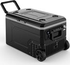 Kndko 12 Volt Car Refrigerator, 68 Quart (64L) Dual Zone Electric Cooler, Fast Cooling Portable Fridge 12V/24V DC 100-240V AC, -4℉~68℉, 12v cooler with Wheels & 2 Baskets for Camping, Road Trip, Truck