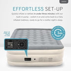 RestElevated Luxury Pillow Top Queen Size Air Mattress with Built in Pump | 20" Raised Height with Coil Beam Support | Adjustable Blow Up Air Bed | for Home, Guests and Camping [Cream with Grey Top]