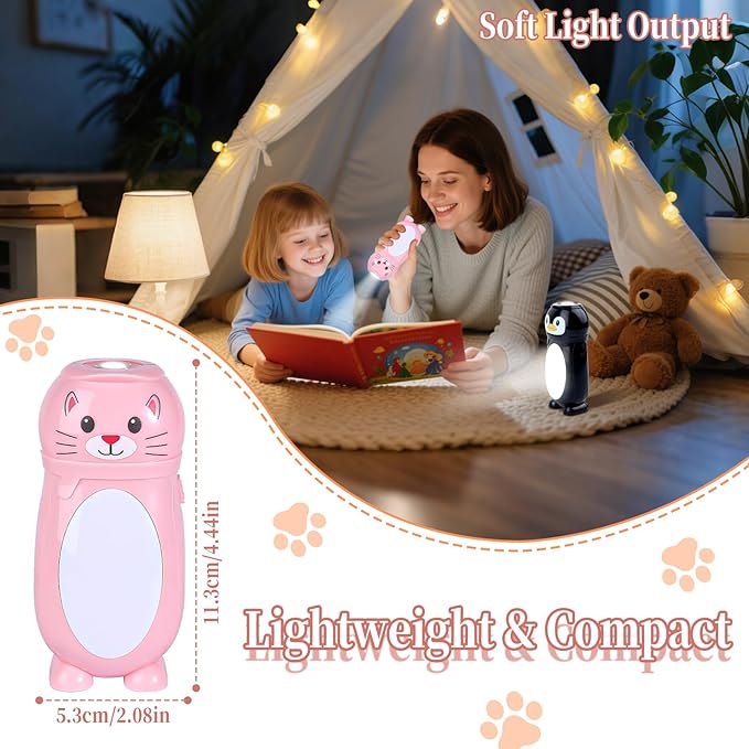 KunHe 5 Pack Animal Flashlights for Kids 2 in 1 Camping Lantern Flashlights Christmas Stocking Stuffers Flashlights Small Toddler Flashlight Kids Party Favors Halloween Christmas Gift for Girls Boys