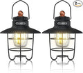 EverBrite LED Camping Lantern Pack of 2, USB C Rechargeable Lantern with 3 Light Modes, Vintage Outdoor Lanterns with Power Bank Function for Power Outages, Hurricane, Emergency, Fishing