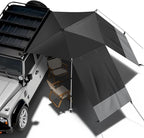Portable Car Awning for SUV/Truck RV, Shade Waterproof Roof Rack Awning with Side Wall, Heavy Duty Magnets, Suction Cups & Reinforced Poles for Overland, Camping, Beach, Tailgating (Black)
