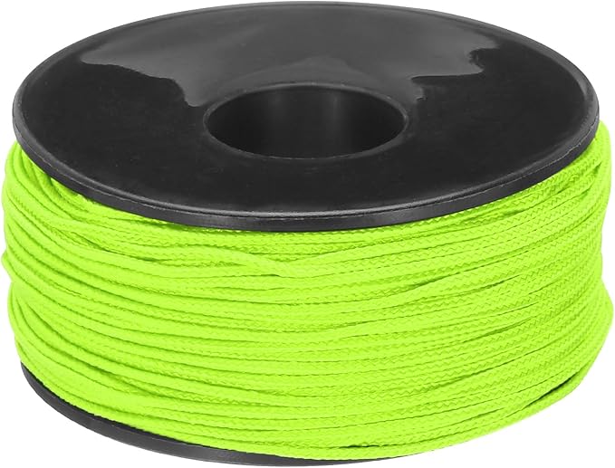MECCANIXITY 1.18mm x 164 Feet Paracord Micro Cord Rope 100 LB Polyester Braided Cord Spool for Camping Outdoor Jewelry Bracelet, Grass Green