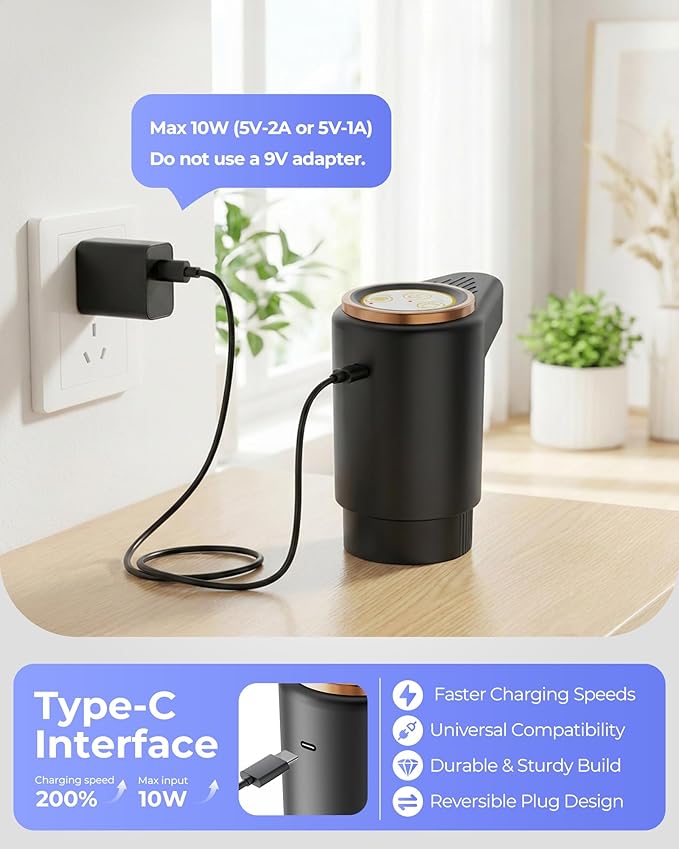 Water Jug Pump for 5 Gallon Bottle – Portable Electric USB-C Charging Dispenser, Dual Powerful Motors, Fast Flow, Fits 2-5 Gallon Jugs – Ideal for Home, Office, Camping, RV, Dark Black