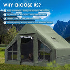 Inflatable Camping Tent with Pump, 4 Season Inflatable Tents for Camping, Inflatable House Tent Waterproof Easy Setup Glamping Tent