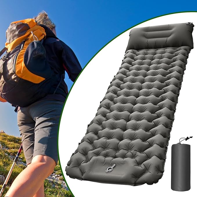 Inflatable Sleeping Pad for Camping,Blow Up Portable Airbed with Pillow | Lightweight Backpacking Sleep Mat - for Outdoor Travel Backpacking Hiking Tent Car Truck SUV Women Men