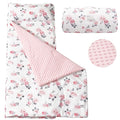 PHF Toddler Nap Mat with Removable Pillow and Minky Fleece Blanket, Rollup Design Warm Slumber Bags for Girls, 52"x20"x2" Kids Sleeping Bag for Daycare Preschool Travel Camping, Floral