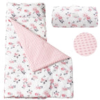 PHF Toddler Nap Mat with Removable Pillow and Minky Fleece Blanket, Rollup Design Warm Slumber Bags for Girls, 52"x20"x2" Kids Sleeping Bag for Daycare Preschool Travel Camping, Floral