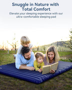 Hikenture Double Sleeping Pad for Camping, 4" Extra-Thick Camping Mattress 2 Person, Inflatable & Ultralight Sleeping Mat for Backpacking, Hiking (Navy Pumpsack, Full XL)