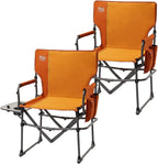 TIMBER RIDGE Aluminum Camping Directors Chair with Side Table Pocket, Portable Folding Chair, Heavy Duty Lawn Chair for Fishing Trip Picnic Concert Outdoor 400lbs, Orange 2 Pack