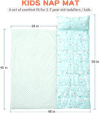 Bunnikins & Clover Toddler Nap Mat with Removable Pillow, Nap Mats for Preschool, Easy Clean Toddler Nap Pad for Kindergarten, Kids Sleeping Bag for Travel Camping
