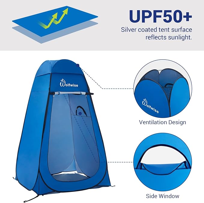 WolfWise Pop Up Changing Tent for Beach, Camping Portable Shower Tents, Outdoor Privacy Bathroom, Change Dressing Clothes Tent Pop Up Instant for Camp, Toilet, 6.2ft/6.6ft/6.9ft High