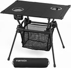 FUNYKICH Camping Table with Cup Holders and Mesh Storage Net, 23.2''x15.8''x20.1'' Lightweight Portable Folding Camp Table, Ideal for Camping, Hiking, Tailgating, Beach, Picnic, Travel, Backyard