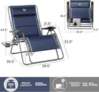 Timber Ridge Oversized Zero Gravity Chair, 33In Wide XXL Zero Gravity Reclining Chair with Side Table, Full Padded Lounge Chair for Outdoor Camping Patio Lawn, Heavy Duty Supports 500lbs, Blue-1 Pack