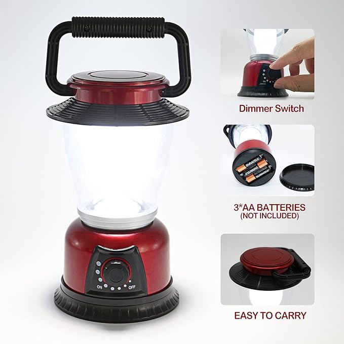 Camping Lantern Battery Powered Decorative Variable Power Retro Light, Adjustable Brightness Dimmable Camping Lamp for Hiking, Fishing, Repairing and Emergency Lighting 4 Pack (4)