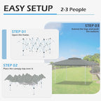 ECOTOUGE 13×13 Canopy Tent Instant Shelter Canopy with Carrying Roller Bag, Outdoor Party Gazebo with Waterproof and UV Resistant for Parties, Camping, Picnic (Dark Grey)