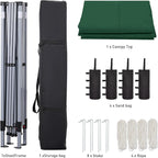 GDY 10x10 Pop Up Canopy Tent with Vents, 3 Adjustable Height, Outdoor Canopy with 4 Sandbag,Patio Sun Shade for Events, Parties, Camping, (Green).