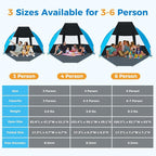 Gorich Portable Beach Tent for 3/4-5/6-7 Person with UPF 50+ UV Protection, Lightweight & Foldable Sun Shelter with 5 Sand Bags, Easy Setup Windproof Beach Umbrella Sun Shade