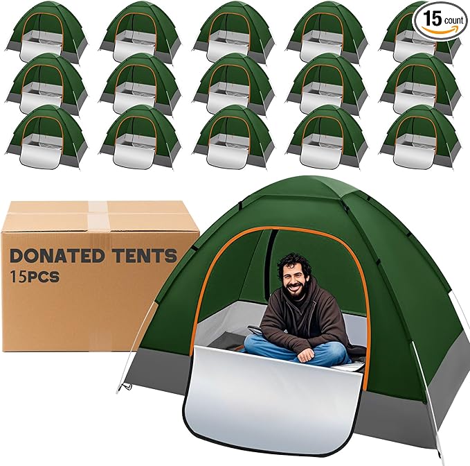Camping Tents for Homeless Bulk Homeless Backpacking Supplies 2 Person Pop up Adult Waterproof Instant Easy Setup Tent for Hiking, Outdoor, Travel, Camping, Donation